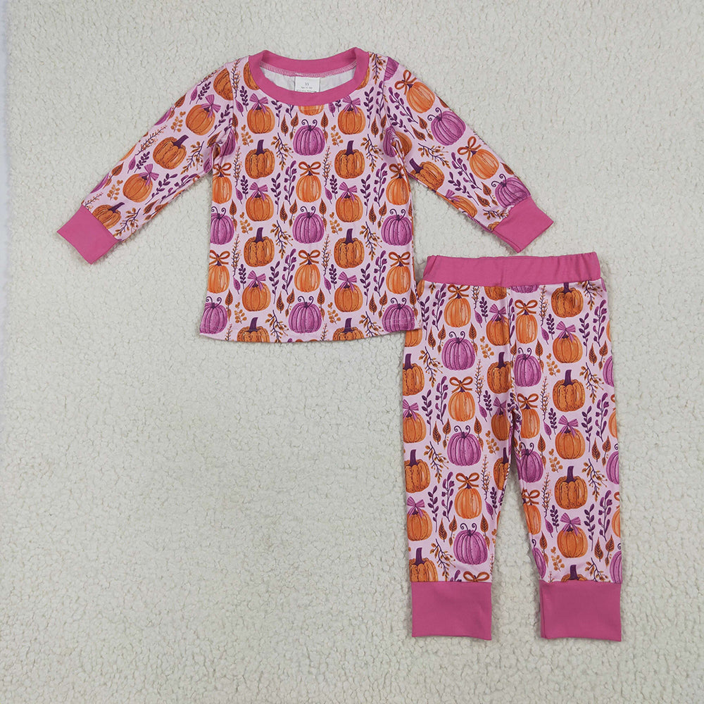 Sibling Baby Girls Floral Pumpkins Rompers Pajamas Clothes Sets