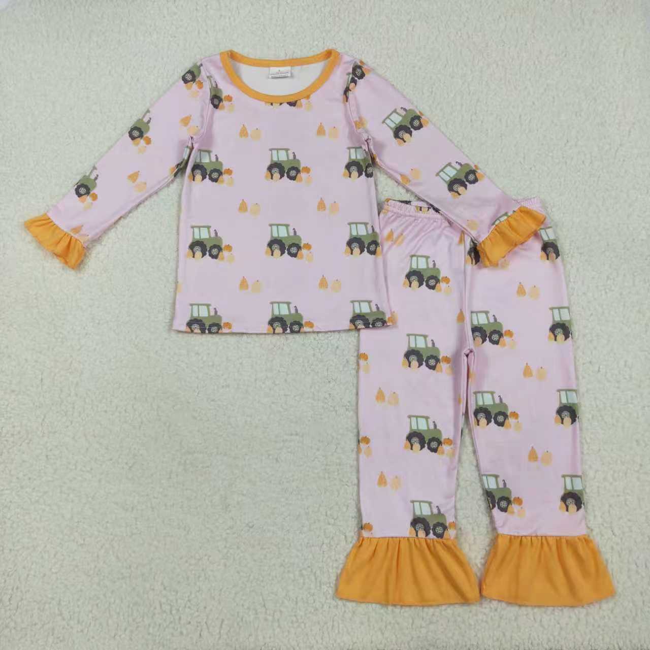 Sibling Baby Kids Fall Trucks Pumpkins Farm Rompers Pajamas Sets