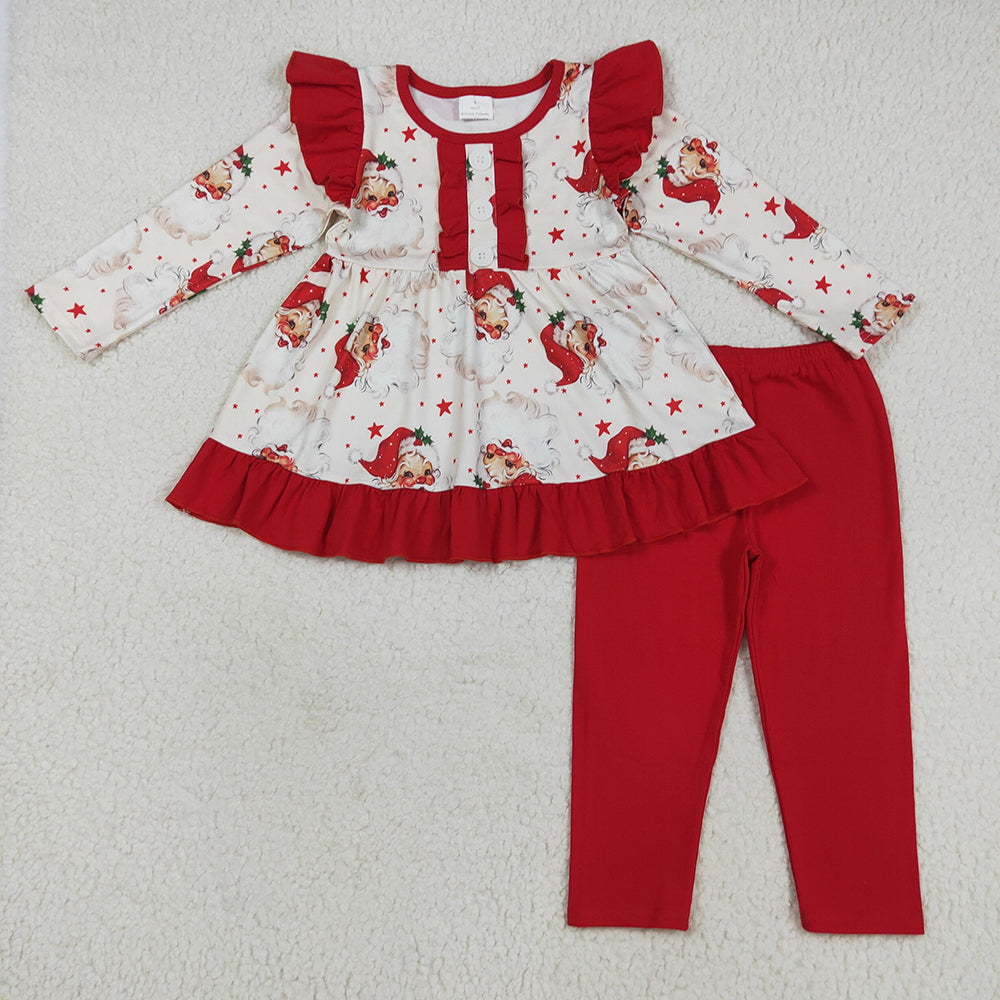Sibling Baby Girls Christmas Santa Stars Rompers Outfits Sets