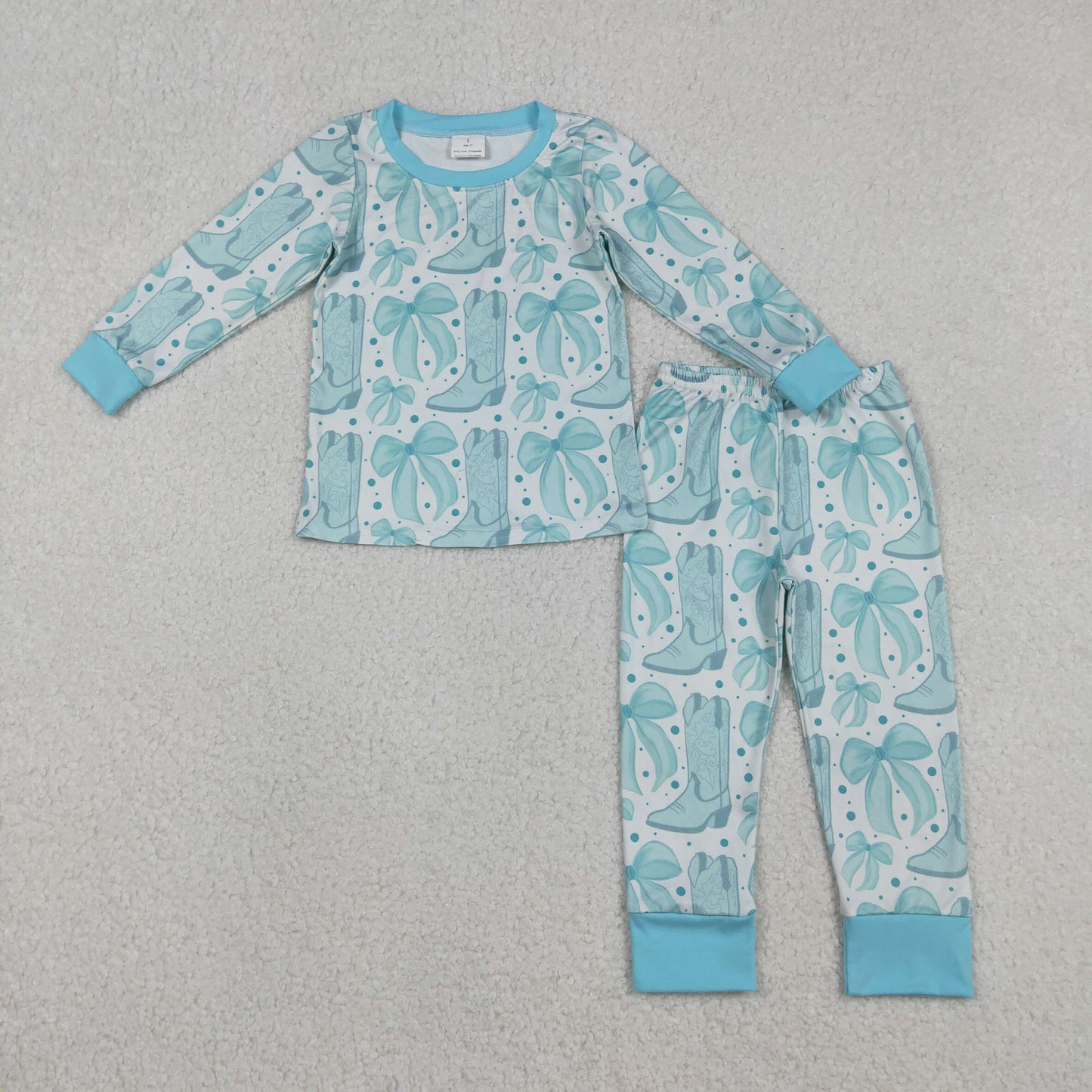 Sibling Baby Girls Long Sleeve Bows Boots Top Pants Western Pajamas Sets
