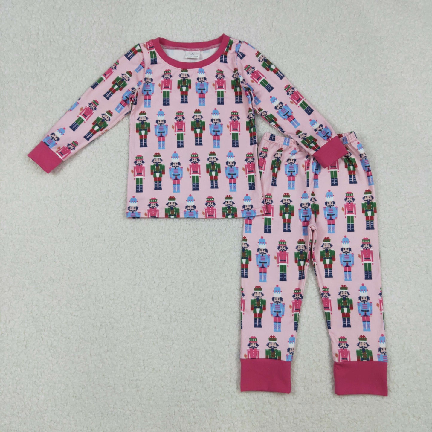 GLP2747 Baby Girls Pink Soldiers Plaid Top Pants Christmas Pajamas Sets