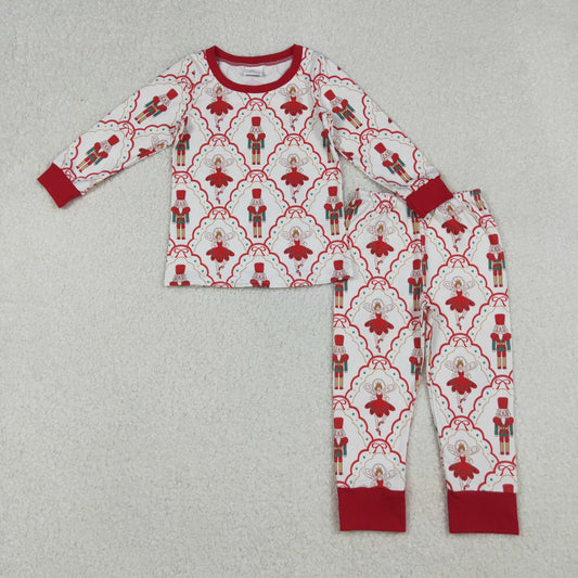 GLP2808 Baby Girls Red Bows Soldiers Dancers Top Pants Christmas Pajamas Sets