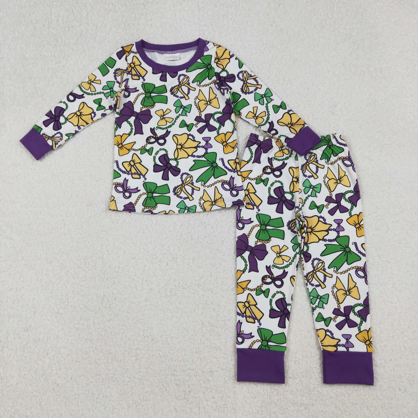 Sibling Baby Boys Girls Mardigras Camo Crayfishes Bows Top Pants Pajamas Sets