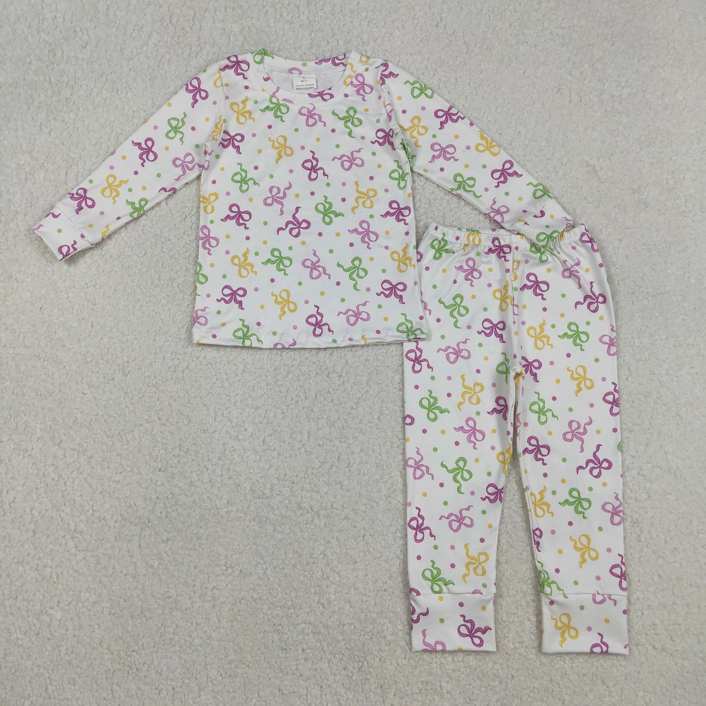 GLP2920 Baby Girls Mardigras Bows Polka Dots Top Pants Pajamas Sets