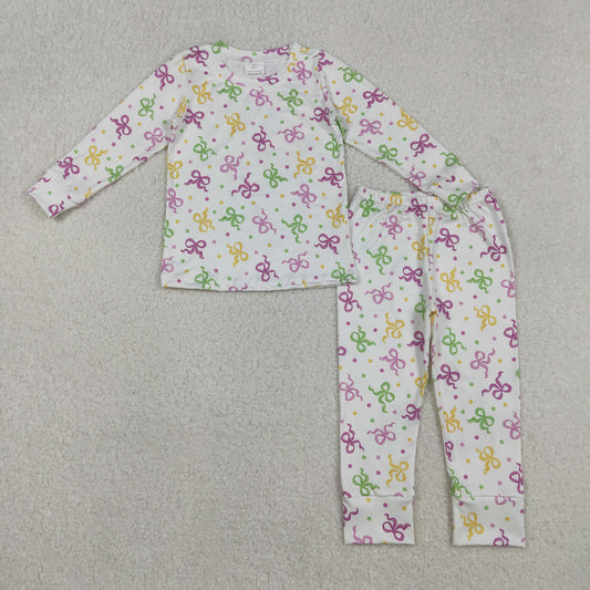 GLP2920 Baby Girls Mardigras Bows Polka Dots Top Pants Pajamas Sets
