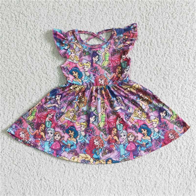 Cartoon princess flutter sleeve dress GSD0049