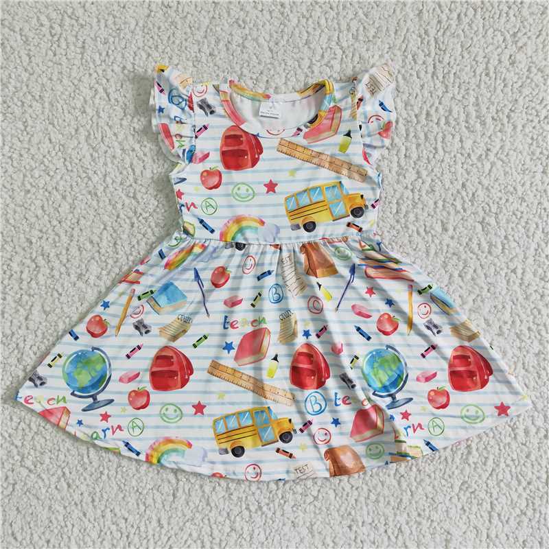 girls Back to school short sleeve Dress GSD0085