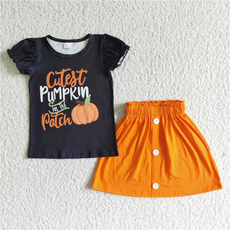 cutest pumpkin T-shirt skirt sets GSD0106