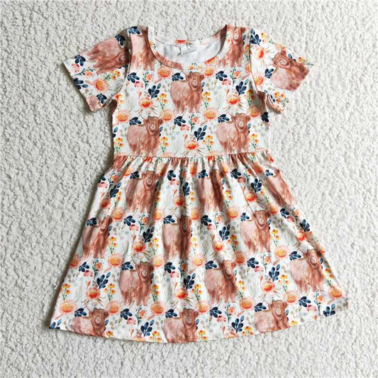 girls heifer & floral short sleeve Dress GSD0154