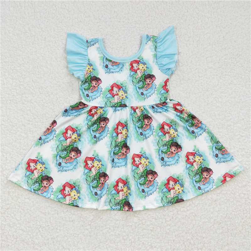 Cartoon mermaid flutter sleeve Dress GSD0209