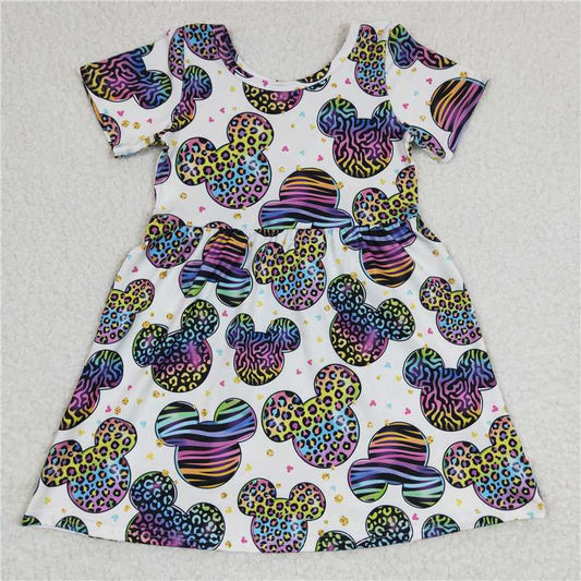 colorful leopard mickey summer Dress GSD0239