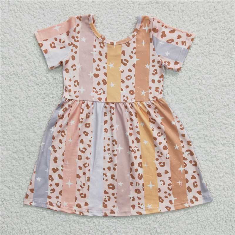 girls leopard stripe summer dress GSD0266