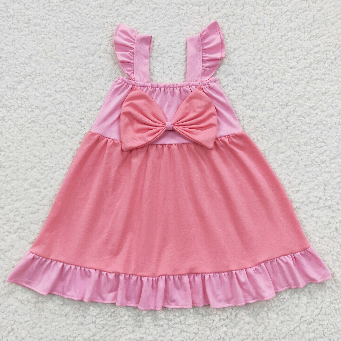 kids pink bowties princess dress GSD0340