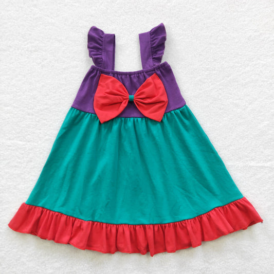 kids green bowties princess dress GSD0345