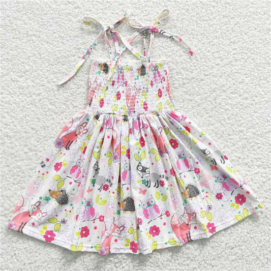 kids cartoon spaghetti strap dress GSD0352