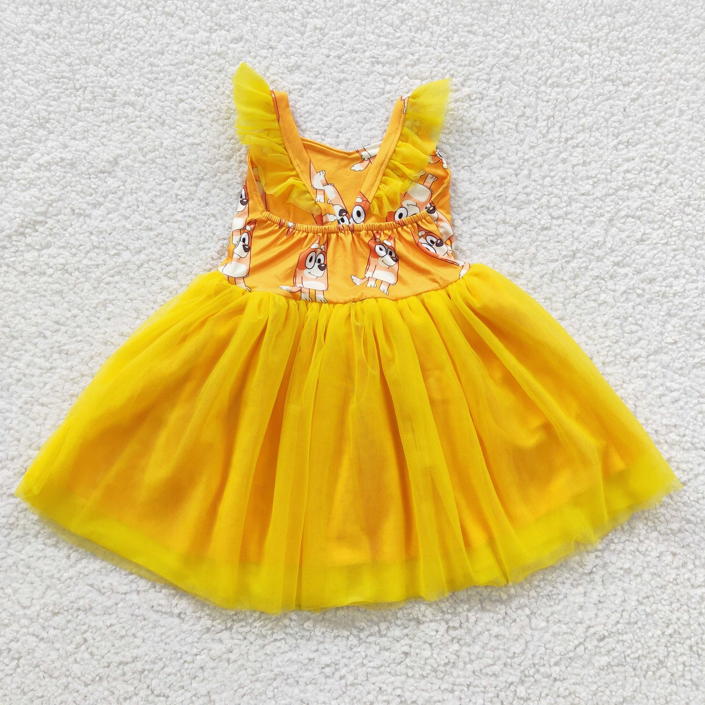 girls yellow cartoon gauze dress GSD0356