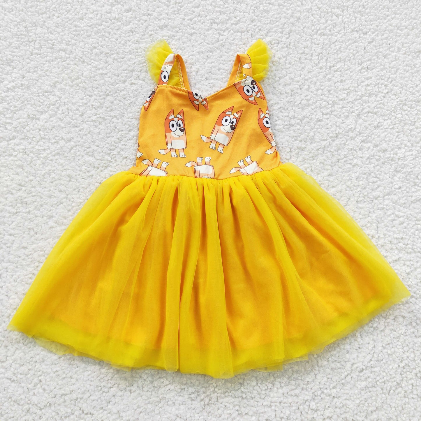 girls yellow cartoon gauze dress GSD0356