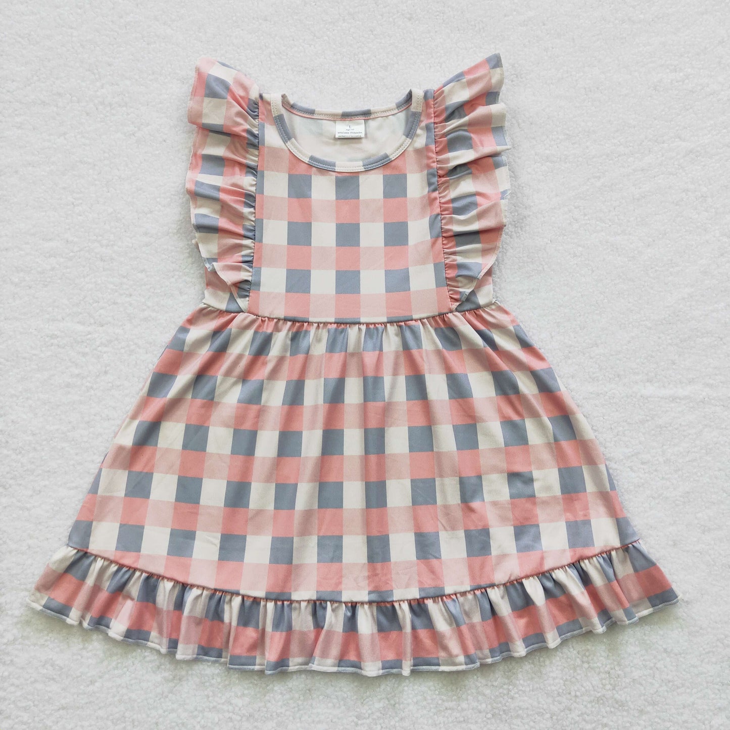 kids orange plaid dress GSD0364