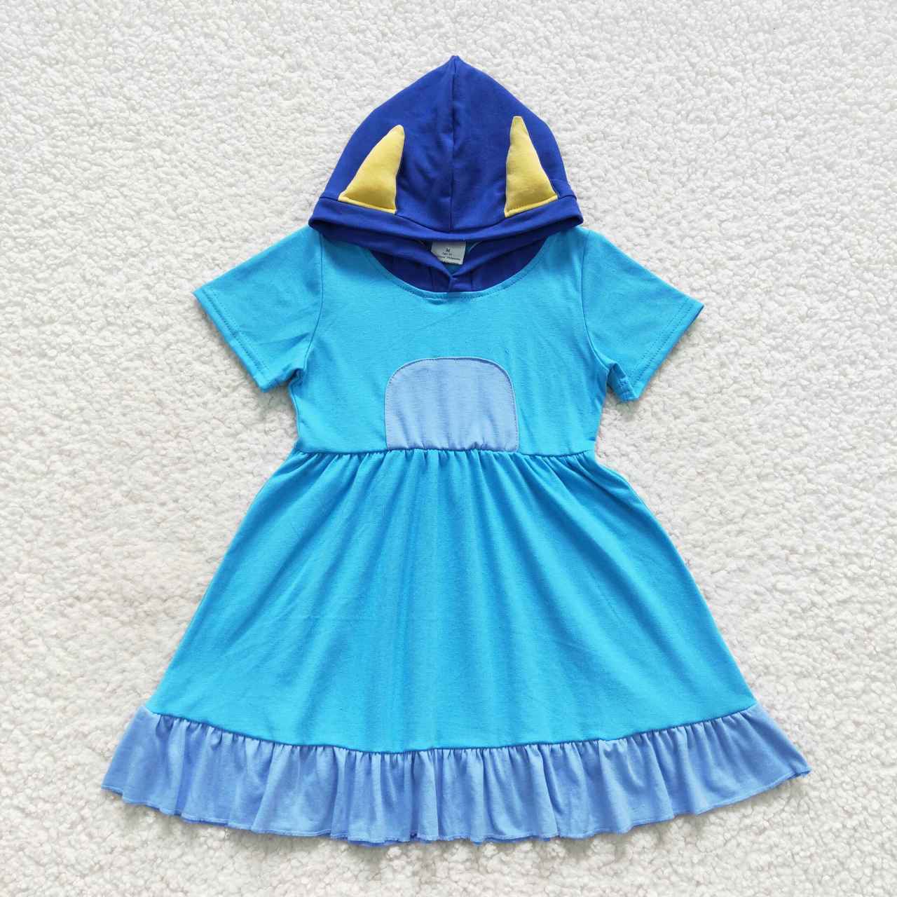 short sleeve blue hooded dress GSD0386