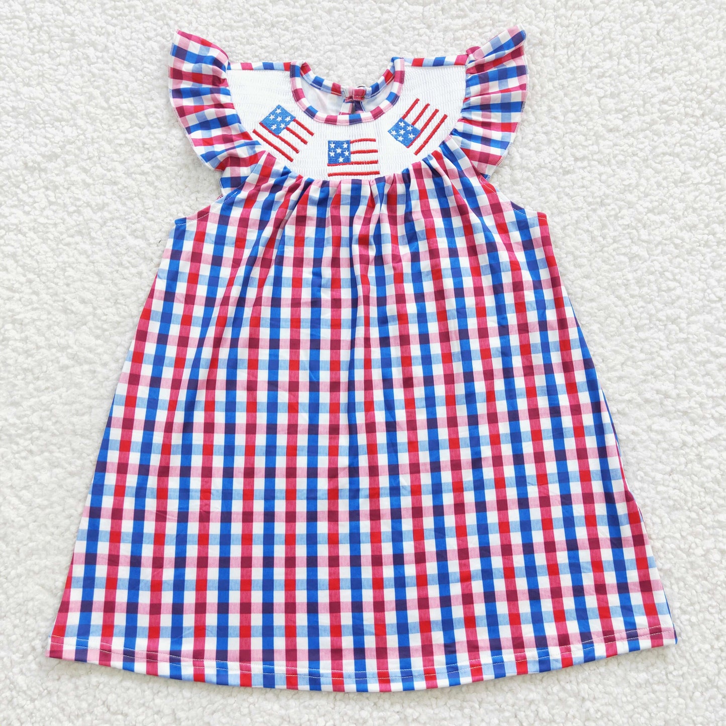 kids American flag embroidery dress GSD0387