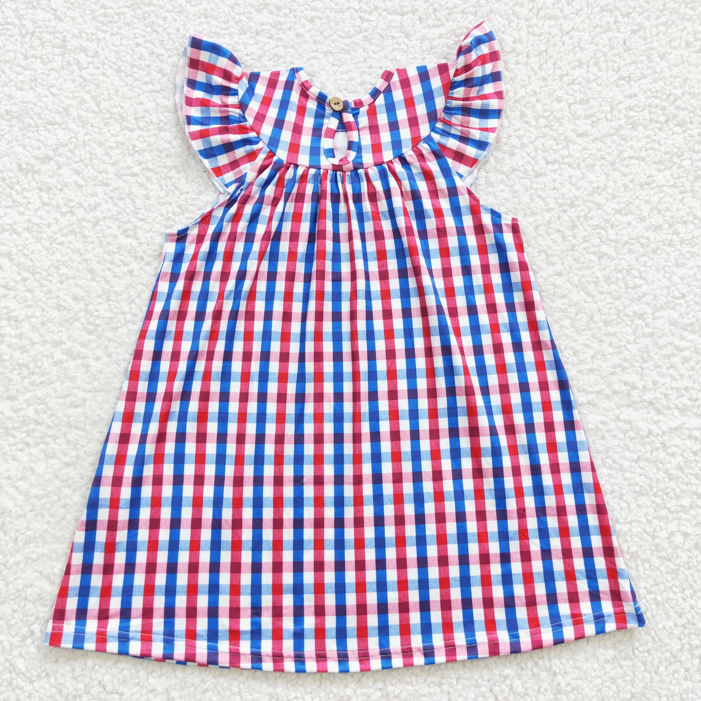 kids American flag embroidery dress GSD0387