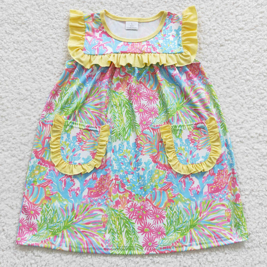 girls floral tie-dyeing dress GSD0391