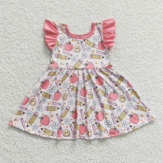 girls apple & pencil back-to-school dress GSD0406