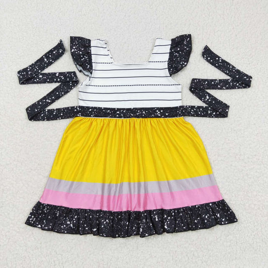 girls black sequin patchwork dress GSD0409