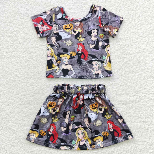 Halloween cartoon princess girl 2pcs skirt set GSD0424