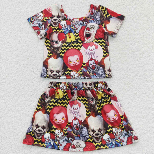 Halloween screen character clown print skirts sets GSD0425