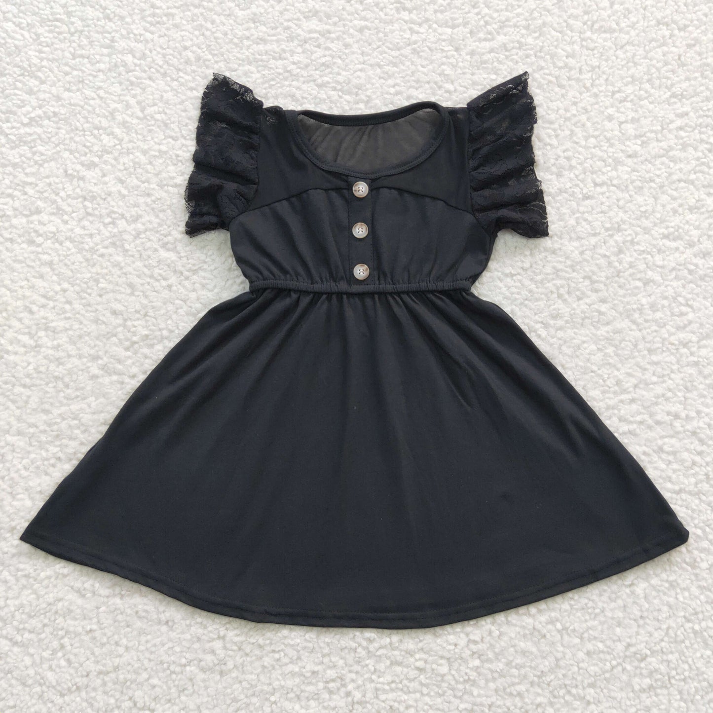 Girl black short sleeve tulle dress GSD0429