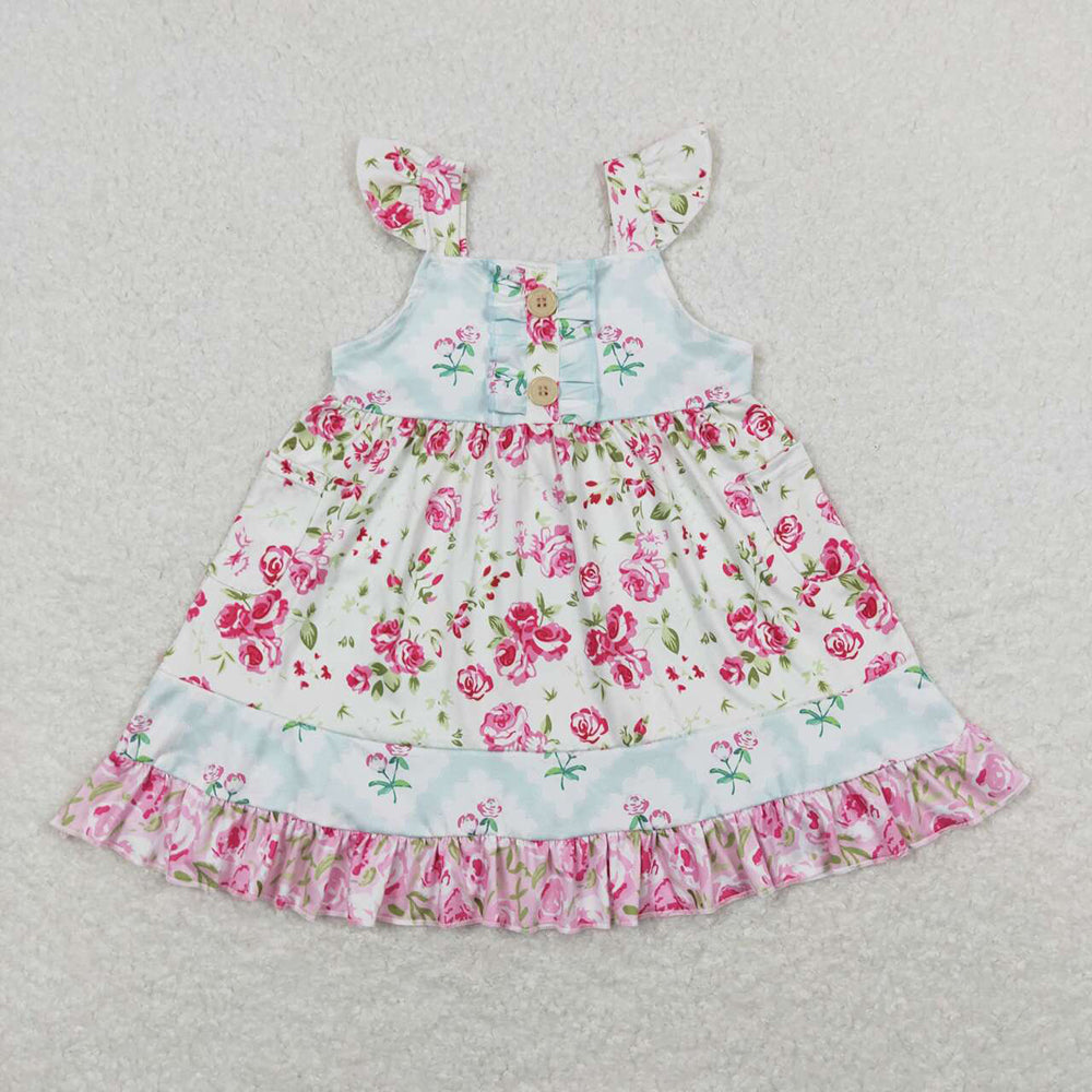GSD0498 baby girl clothes flowers straps summer dresses