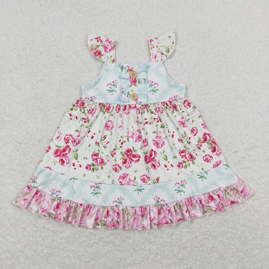 GSD0498 baby girl clothes flowers straps summer dresses