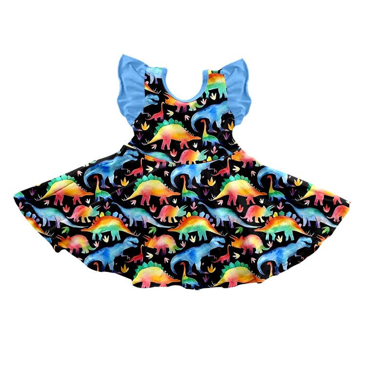 GSD0516 pre-order baby girl clothes Dinosaur girl summer twirl dress