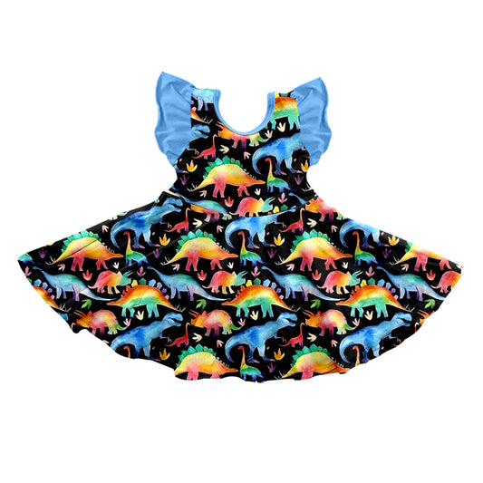 GSD0516 pre-order baby girl clothes Dinosaur girl summer twirl dress