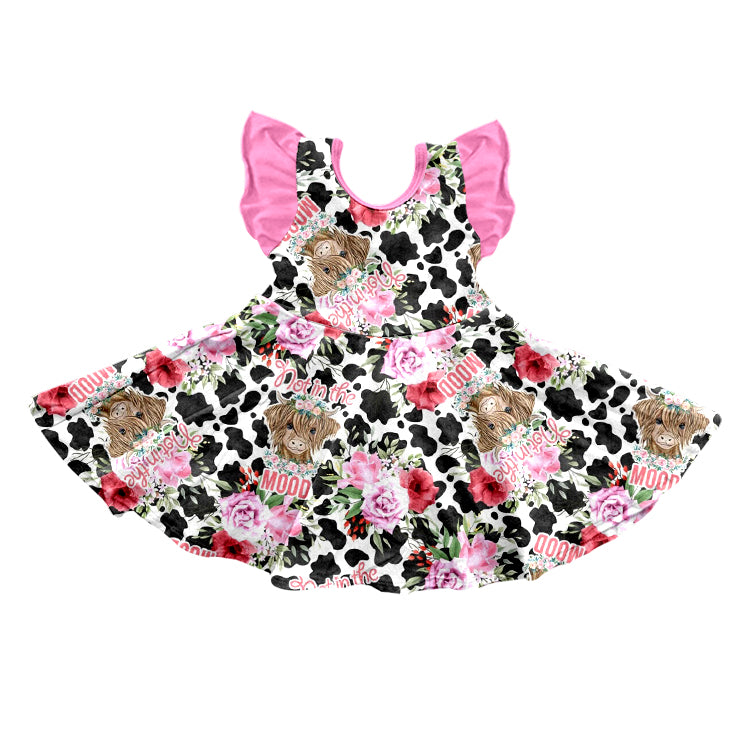 GSD0528 pre-order baby girl  clothes girl cow flower summer twirl dress