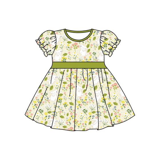 GSD0531 pre-order baby girl rabbit flowers short sleeves dress