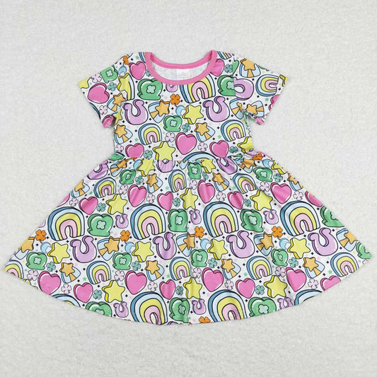 GSD0537  baby girl clothes rainbow girl summer St. Patrick's Day dress