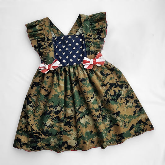 GSD0580 pre-order baby girl  clothes girl National Day Camouflage summer dress