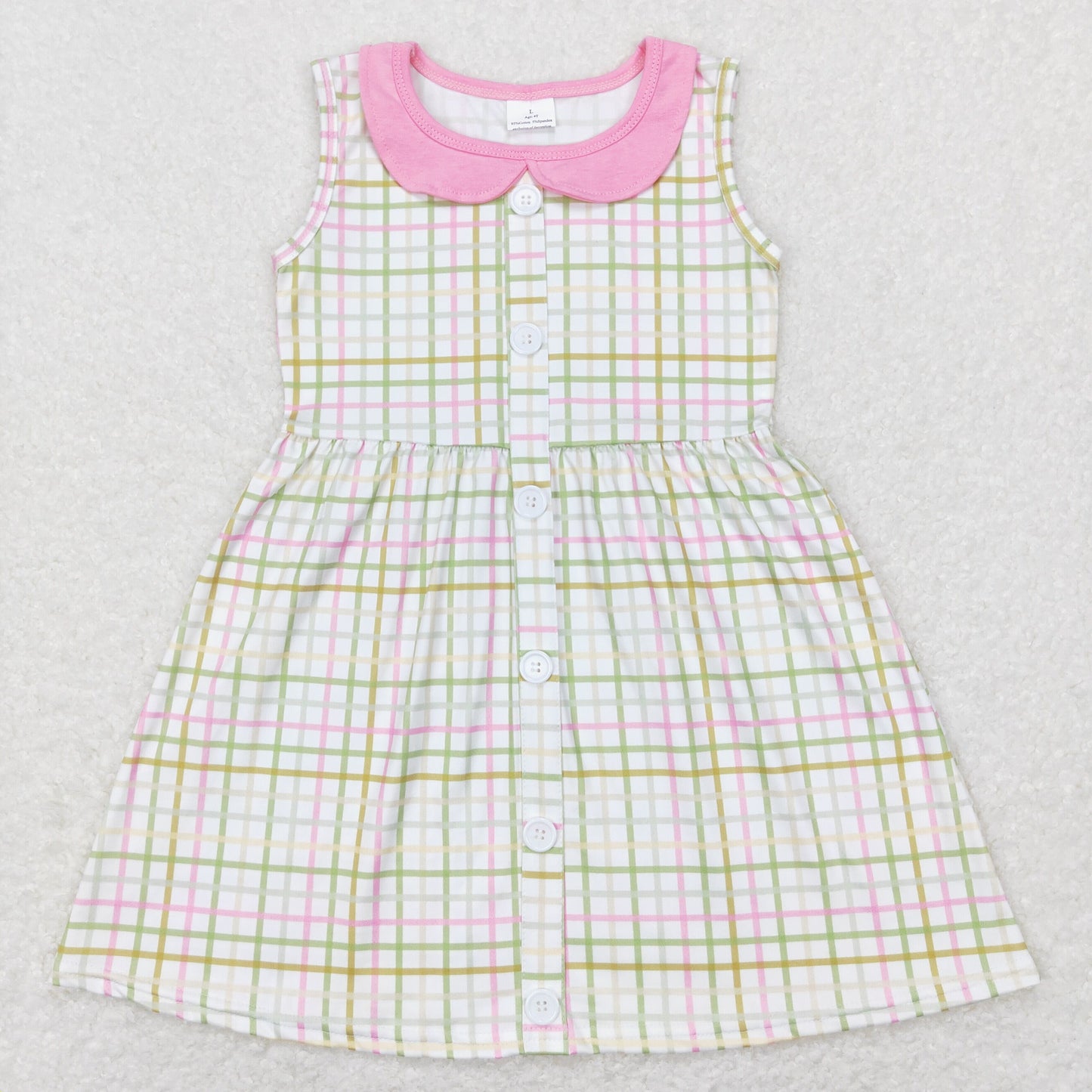 Sibling Baby Girls Stripe Checked Ruffle Sleeve Knee Length Dresses