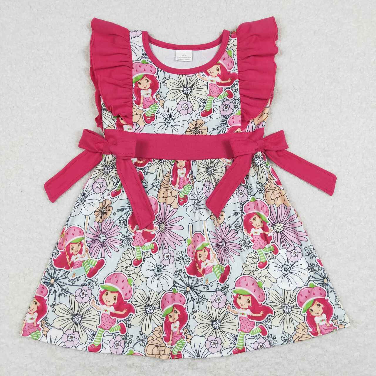 GSD0613 baby girl clothes strawberry cartoon  girl short sleeves dress