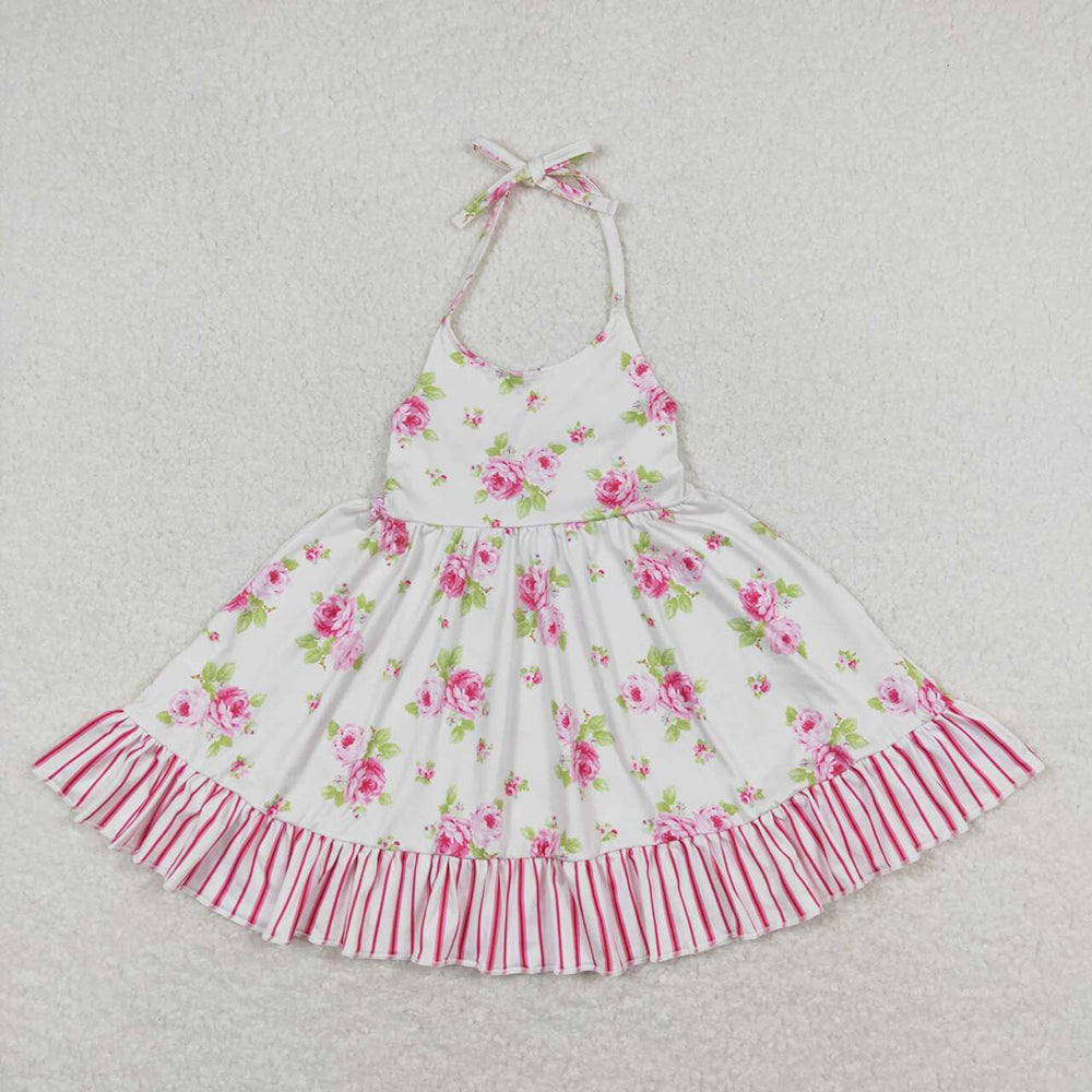 GSD0859 baby girl clothes flowers halter summer dresses