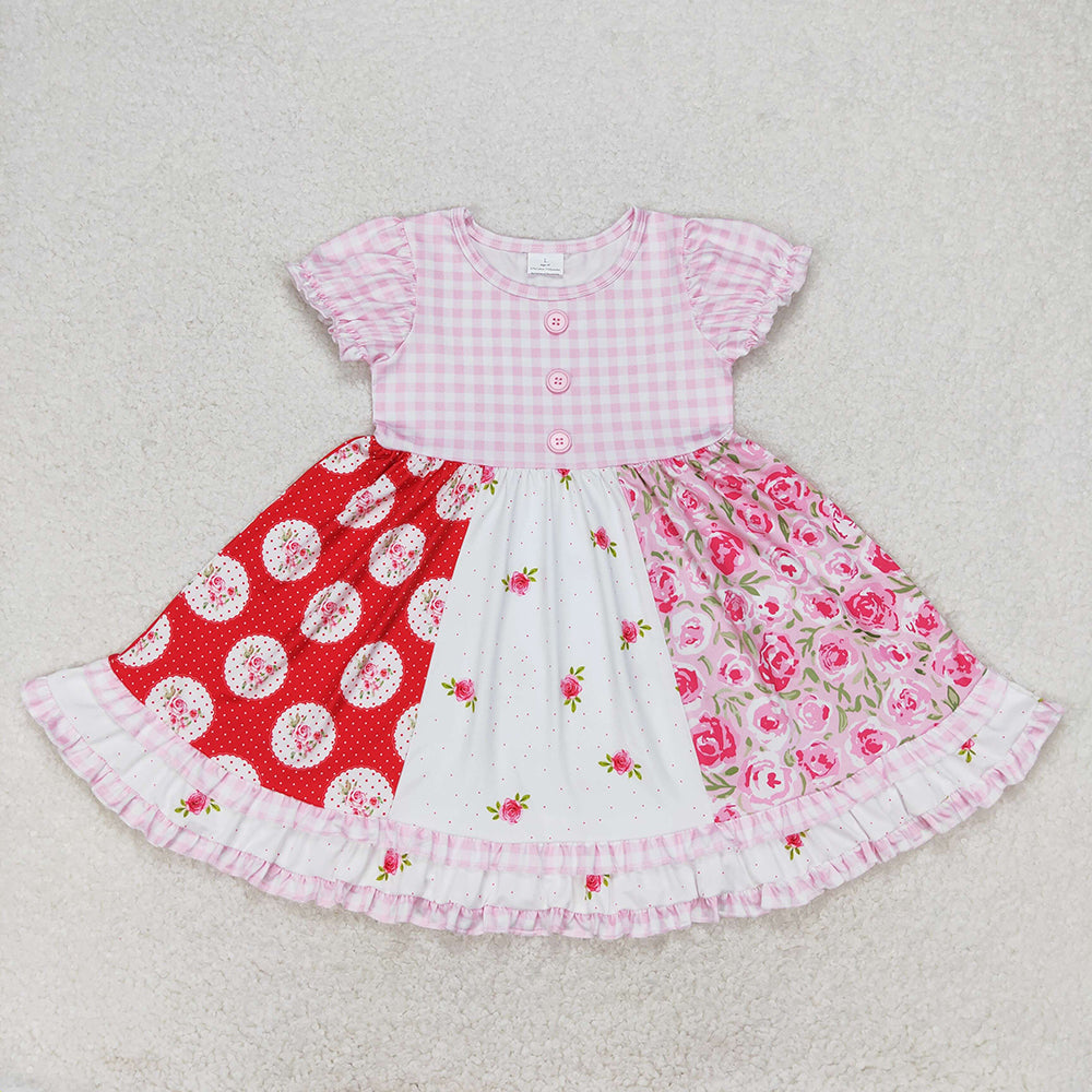GSD0887 baby girl clothes flowers ruffles summer dresses