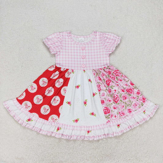 GSD0887 baby girl clothes flowers ruffles summer dresses