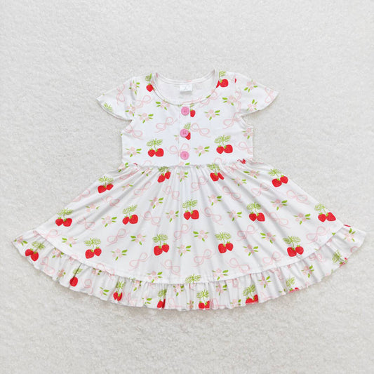 GSD0888 baby girl clothes strawberry ruffles summer dresses