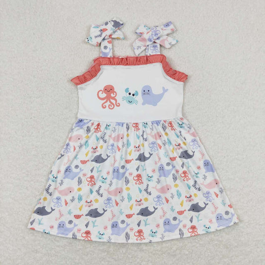 GSD0915 toddler clothes baby girl sea animals summer dresses