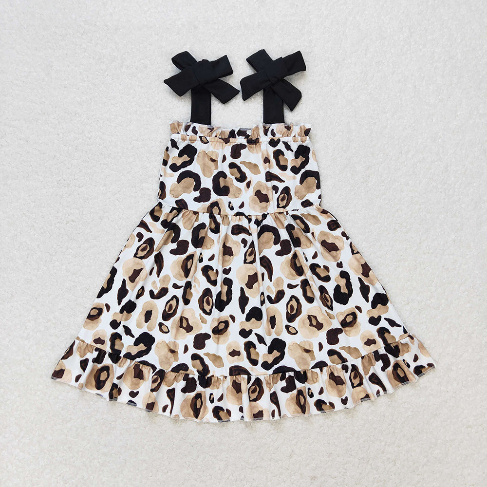 GSD0919 toddler clothes baby girl leopard straps summer dresses