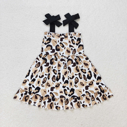 GSD0919 toddler clothes baby girl leopard straps summer dresses