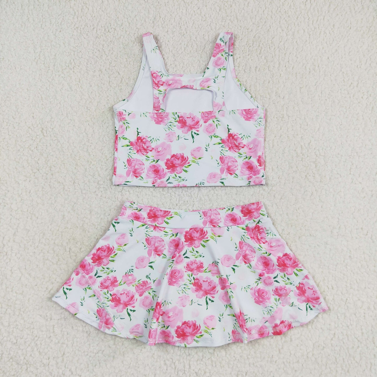 Sibling Baby Girls Colorful Tie Dye Floral Top Short Skirts Active Wear Summer Clothes Sets