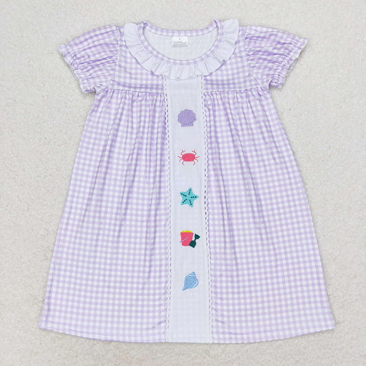 GSD1021  toddler girl clothes embroidery seashells summer dresses